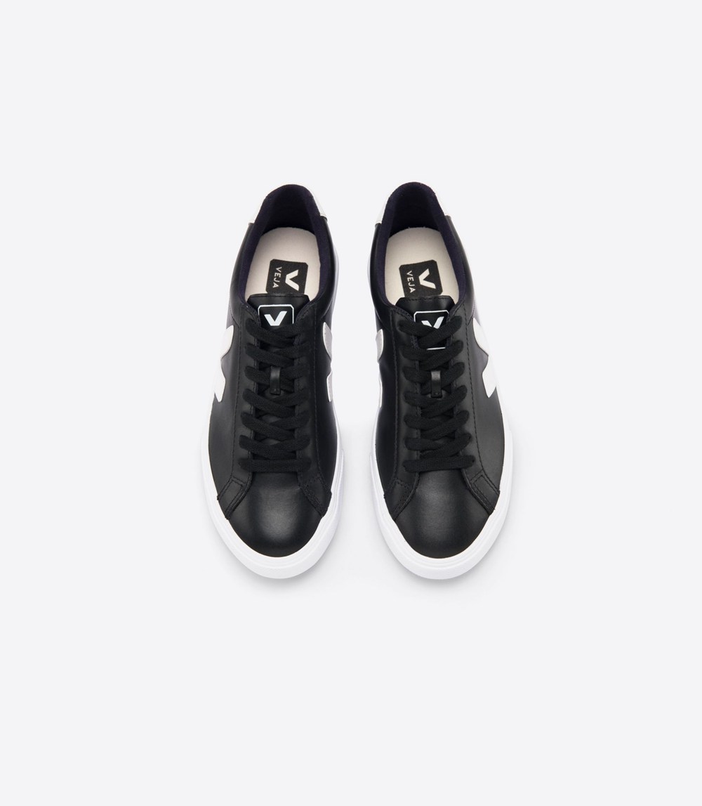 Veja Trainers Womens Black/White - Esplar Leather - INWA-40168